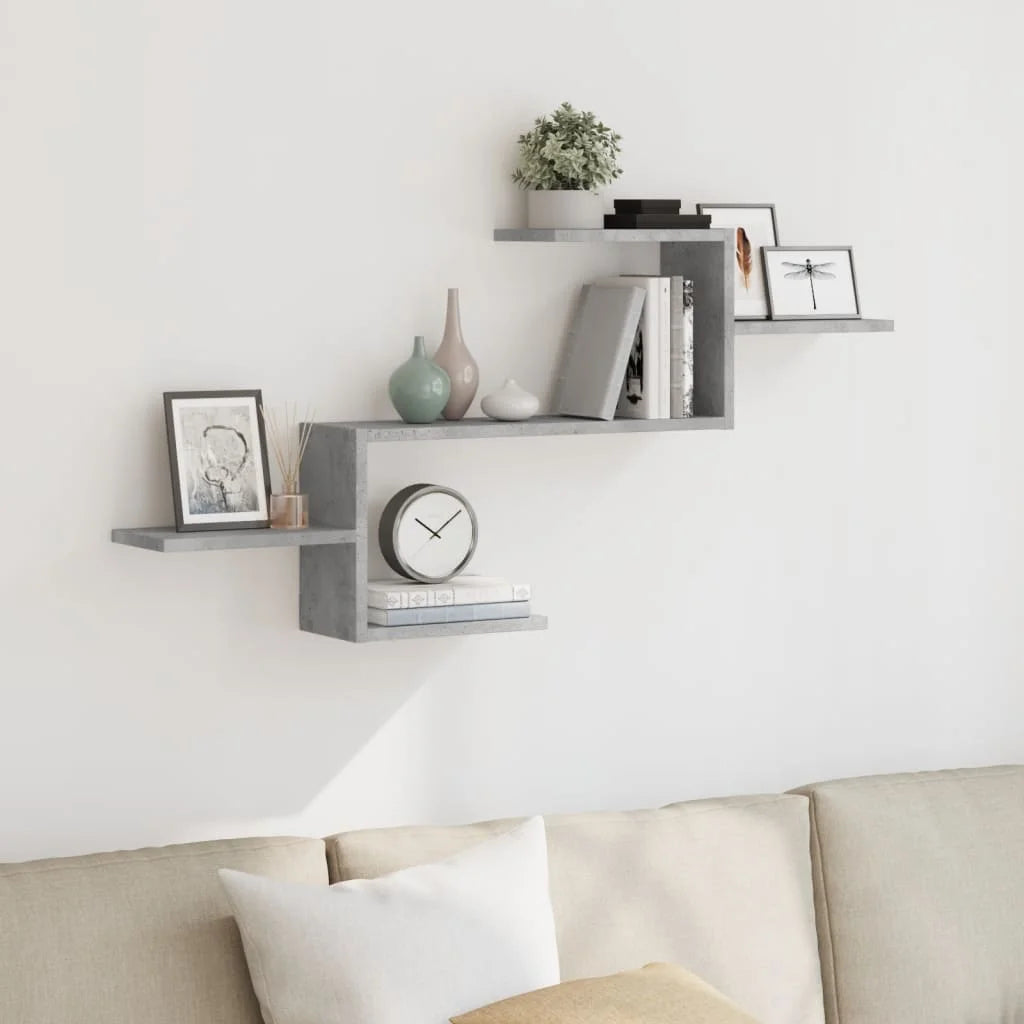 Étagère murale gris ciment 104x15x49 cm en aggloméré