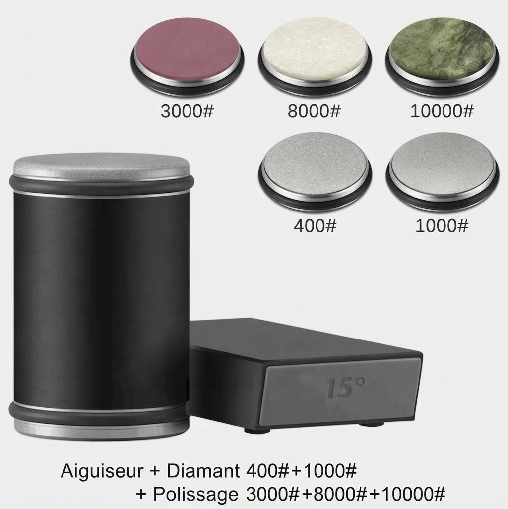 Affuteur de couteau à rouleau avec angles de 15 et 20 degrés