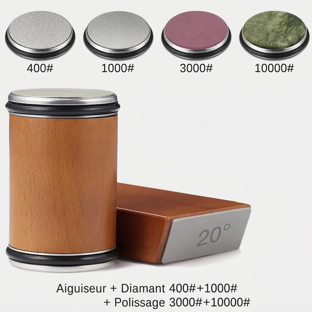 Affuteur de couteau à rouleau avec angles de 15 et 20 degrés