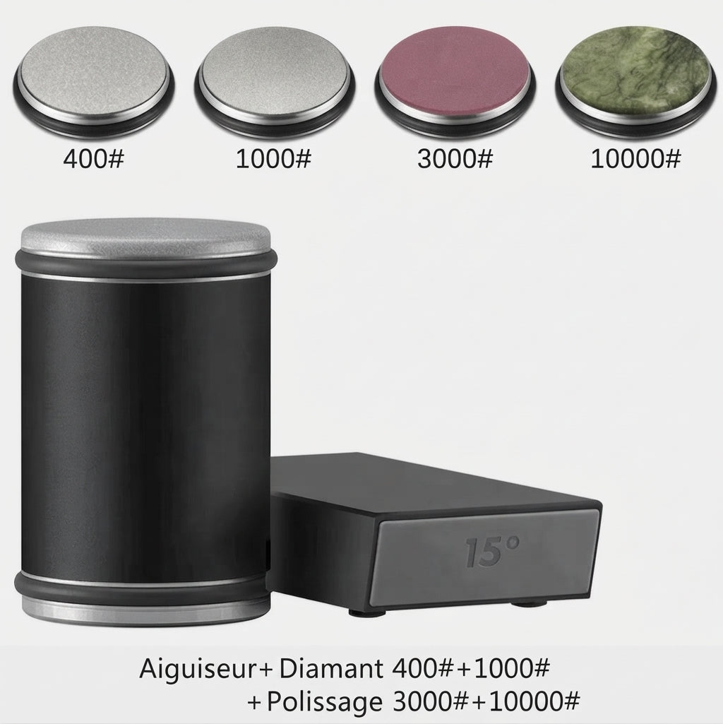 Affuteur de couteau à rouleau avec angles de 15 et 20 degrés