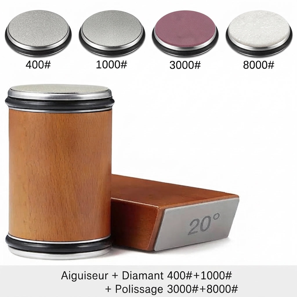 Affuteur de couteau à rouleau avec angles de 15 et 20 degrés