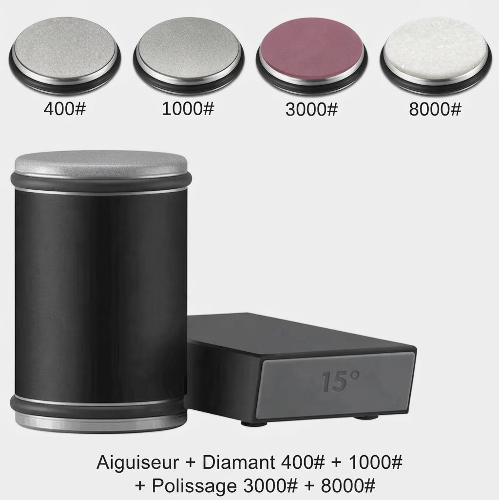 Affuteur de couteau à rouleau avec angles de 15 et 20 degrés