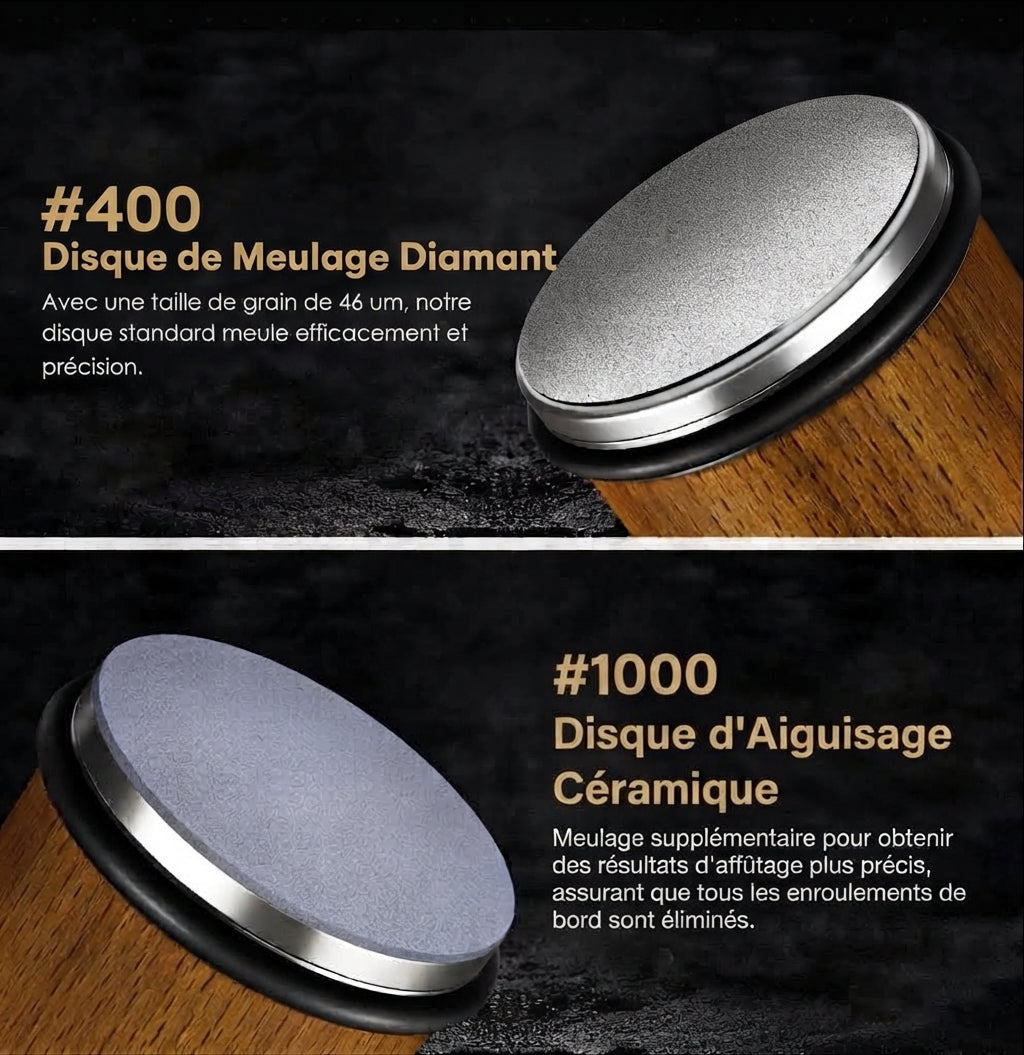 Affuteur de couteau à rouleau avec angles de 15 et 20 degrés