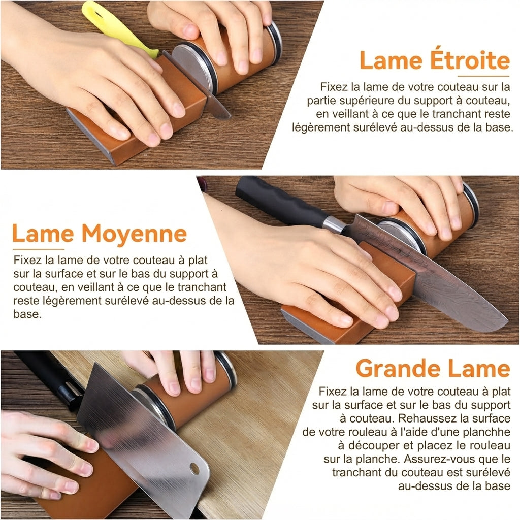 Affuteur de couteau à rouleau avec angles de 15 et 20 degrés