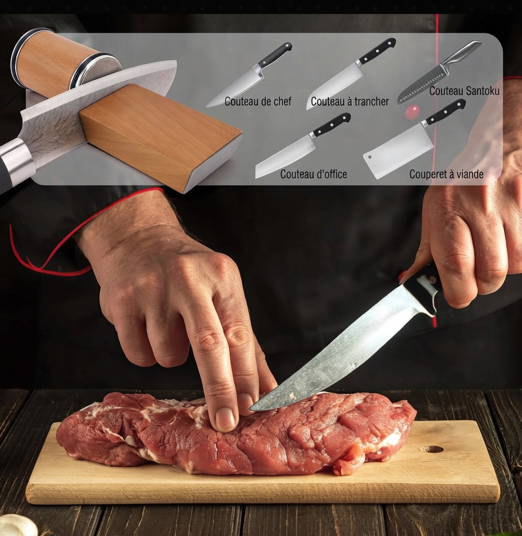 Affuteur de couteau à rouleau avec angles de 15 et 20 degrés