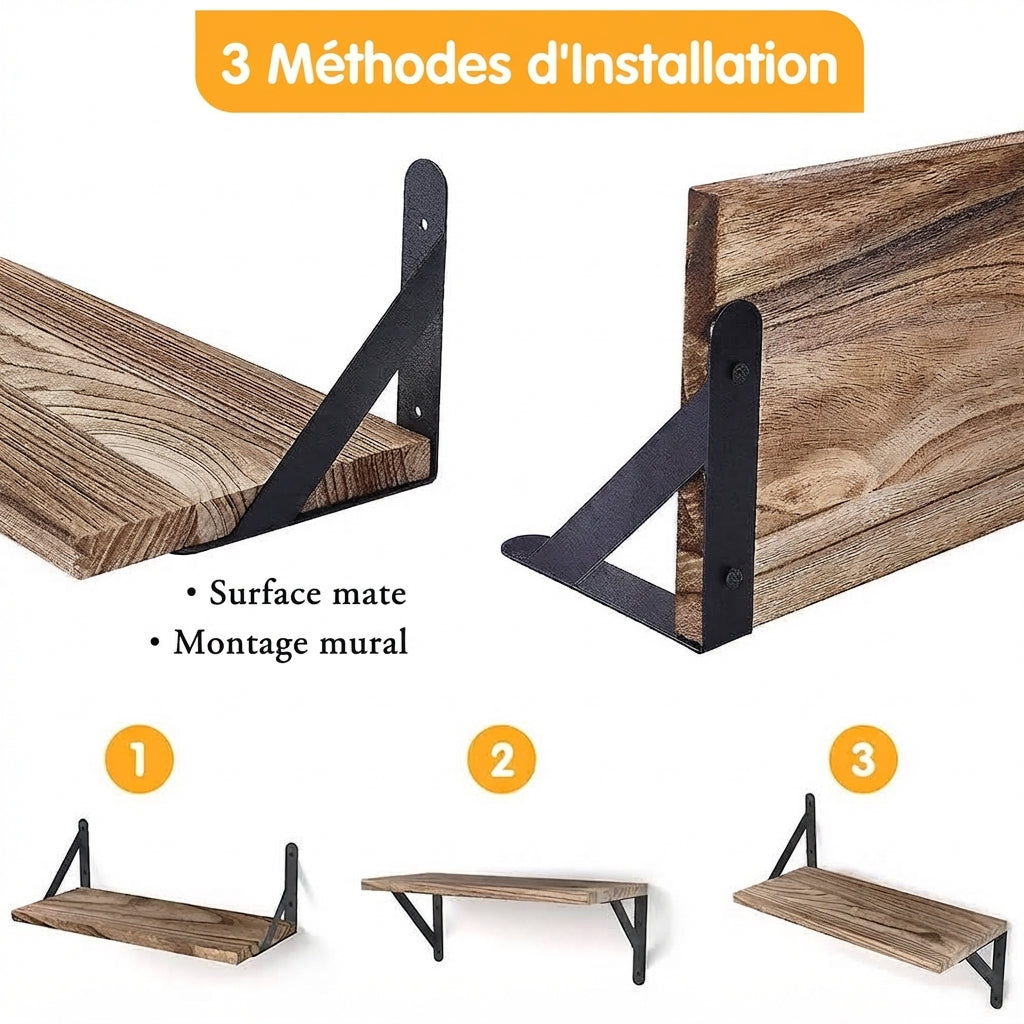 Étagère murale flottante en bois de style américain